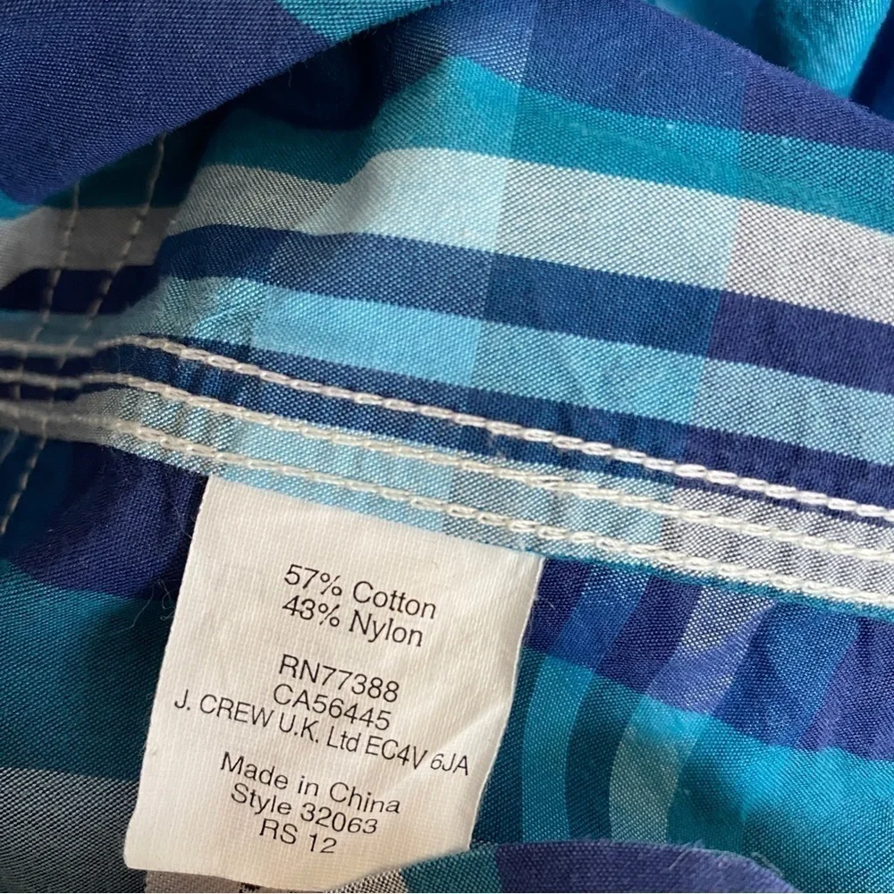 J. CREW Board Shorts Size 33 Mens Swimwear Blue Plaid Swim Trunks